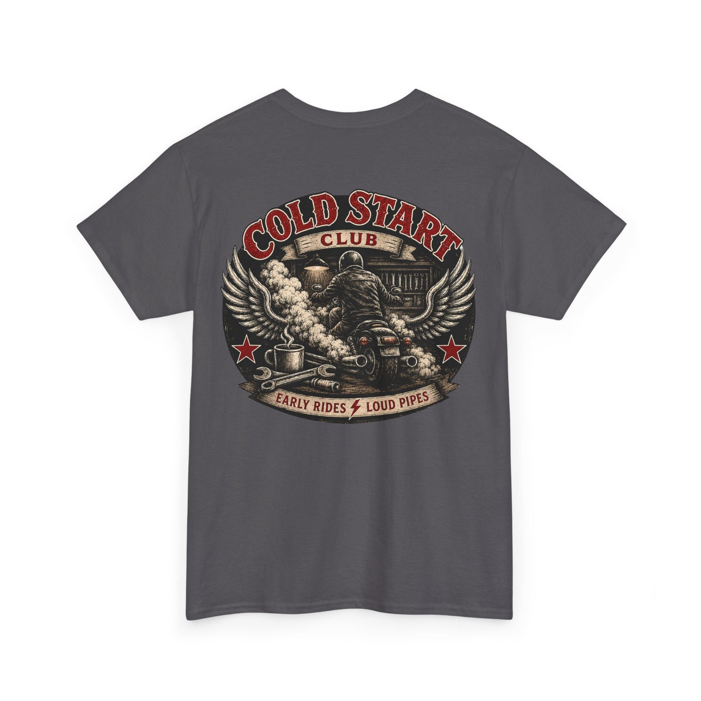 Cold Start Club T-Shirt - Early Rides & Loud Pipes Biker Shirt | Dead Mile Supply