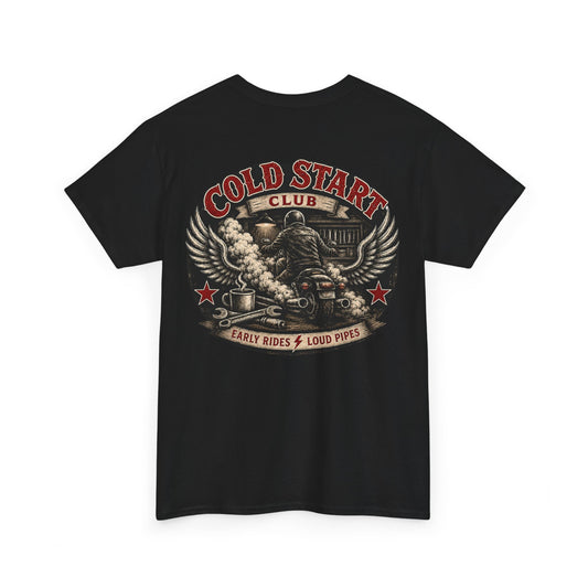Cold Start Club T-Shirt - Early Rides & Loud Pipes Biker Shirt | Dead Mile Supply